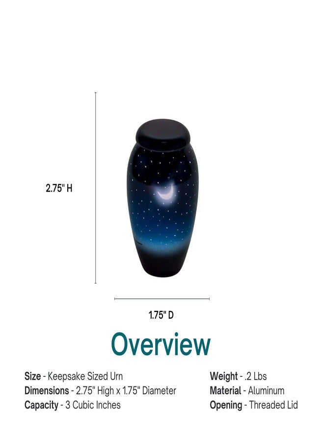 Silverlight Urns جرة تذكارية لحفظ الرماد من إيفنينج سكاي، مصنوعة من الألومنيوم، لونها أزرق، بحجم تذكاري، ارتفاعها 3 بوصات - Image 4